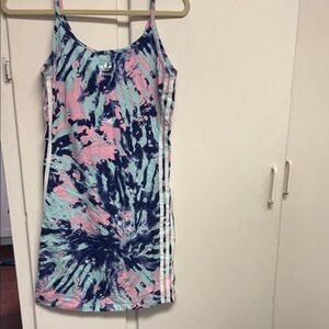 adidas Tie-Dye Slip Dress in Pink, Mint & Navy Blue